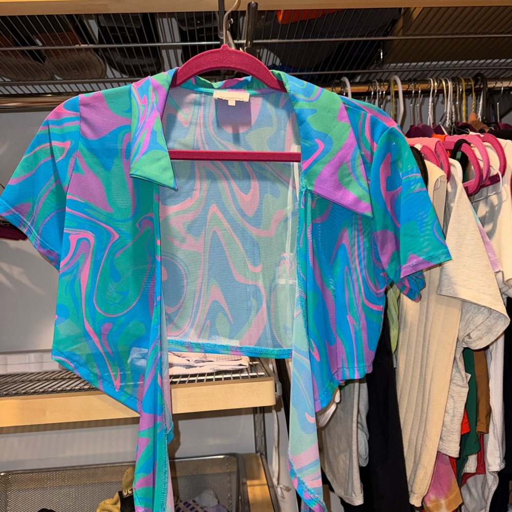 WeWoreWhat Blue and Purple Abstract Swim Coverup